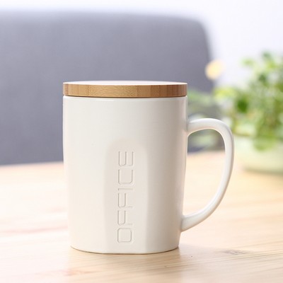 14oz Ceramic Mug w/ Bamboo Lid