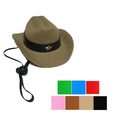 Adjustable Cowboy Pet Hat with Gold Star Pin