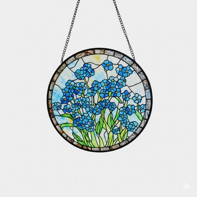 Handcrafted Stained Glass Flower Suncatcher Vibrant Round Floral Window Hanging Ornament Home Decor