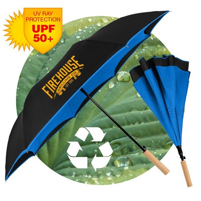 The Enviro Inversa Eco-Friendly Inverted Umbrella w/Bamboo Handle - Auto-Open, Reverse Closing