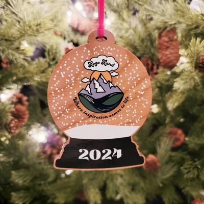 Custom Printed Hardwood Snowglobe Ornament