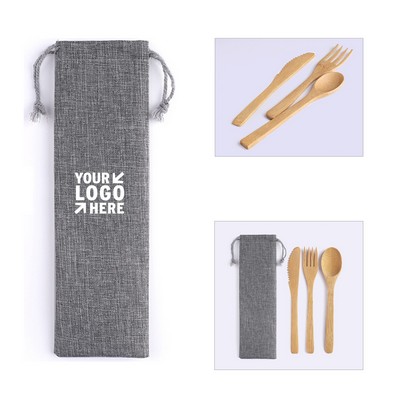 3 Piece Reusable Bamboo Flatware Set