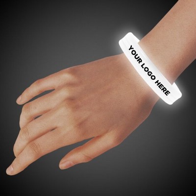 9" Deluxe Single Color Triple Wide White Glow Bracelet