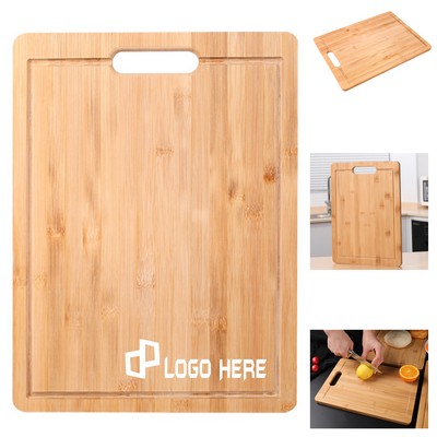 Natural Bamboo Cutting Board W/ Built-In Groove