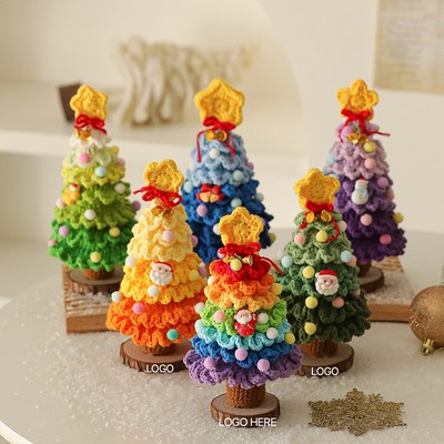 Mini Crochet Christmas Tree Holiday Home Desktop Decor