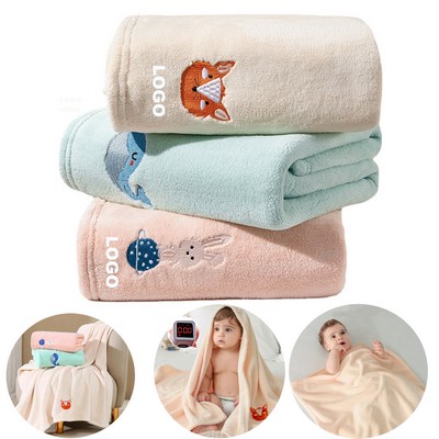 Portable Travel Blanket Cartoon Animal Toddler Cozy Throw Plush Baby Blanket
