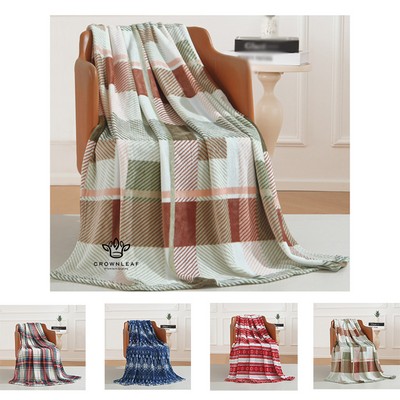 Flannel Fleece Luxury Throw Checkered Gradient Blanket