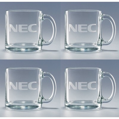 Set of Four 13 Oz. Clear Tempered Coffee Mugs w/Gift Box