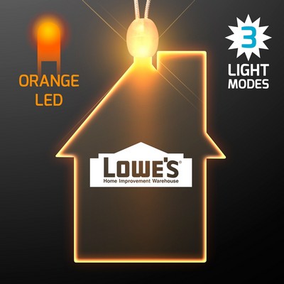 Imprinted House Light Up Necklace with Amber LED - PRINTED