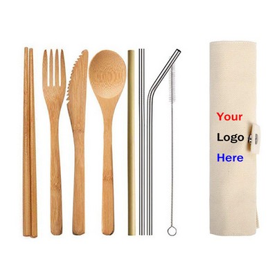 Bamboo Fork Spoon Knife 8 Pcs Set