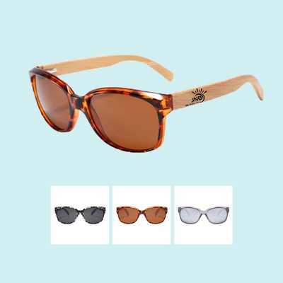 Stylish Wood Temple Polarized Sunglasses for Natural Elegance