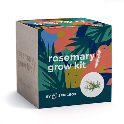 Rosemary Grow Kit | Solid Wood Planter Cube | Eco-Friendly