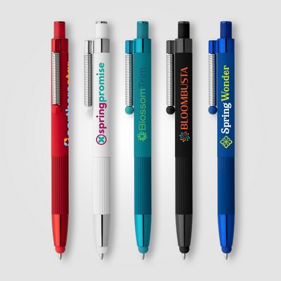 Lisbon Recycled Aluminum Monochrome Fidget Stylus Pen - Full-Color Inkjet