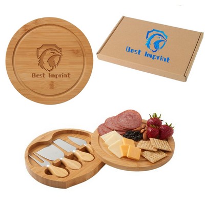 5 Piece Swivel Top Bamboo Cheese Board Set