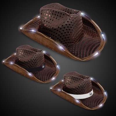 Brown Light Up Sequin Cowboy Hat(Blank)