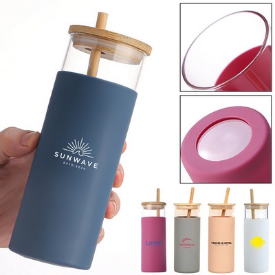 Glass Tumbler with Lid and Straw