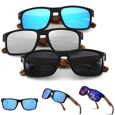 UV Protection Walnut Wood Polarized Sunglasses
