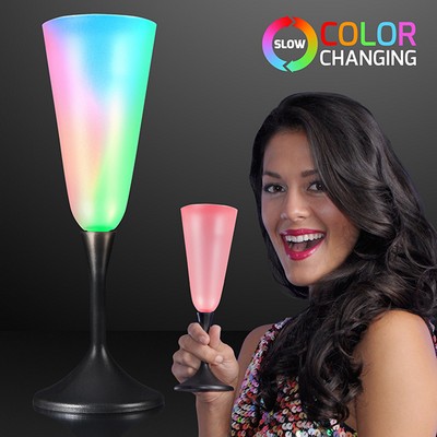 LED Champagne Glass with Classy Black Base - BLANK