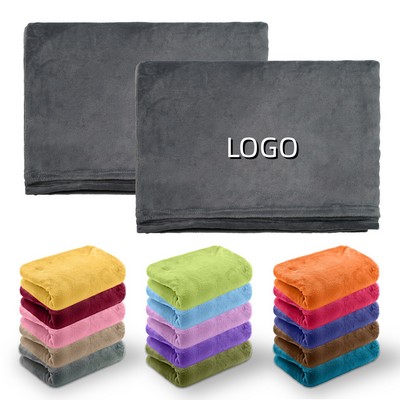 Embroidered Flannel Throw Blanket