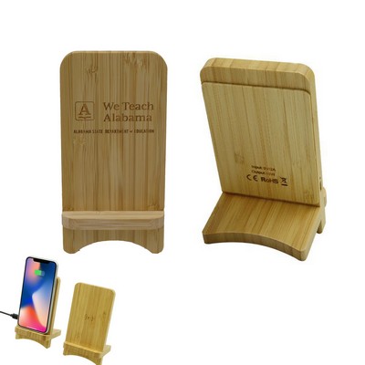 15W Bamboo Wireless Charging Stand with Cable