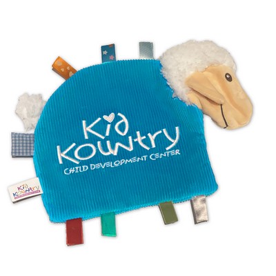 Custom Plush Sheep Tag Blanket with Crinkle Fabric