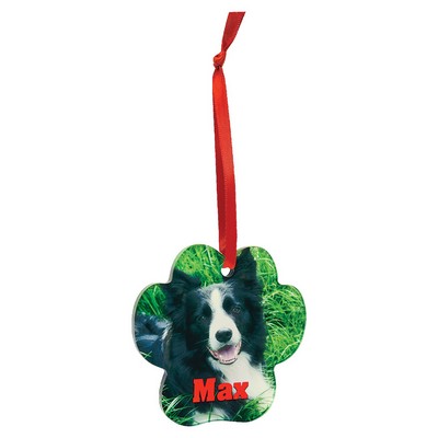 Paw Acrylic Ornament with Ribbon