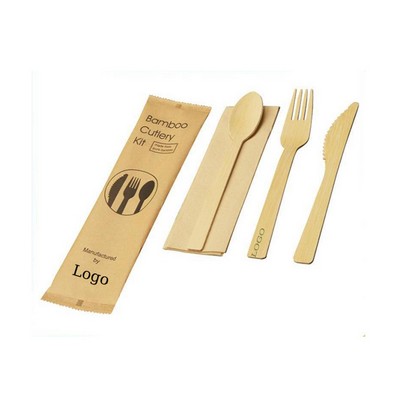 6.7'' Eco-Friendly Disposable Natural Bamboo Wood Cutlery Utensils Set