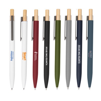 Recycled Aluminum Pen With Bamboo Plunger