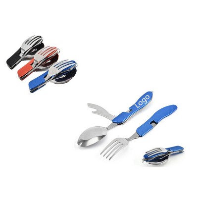 4-in-1 Stainless Steel Folding Detachable Camping Cutlery Set