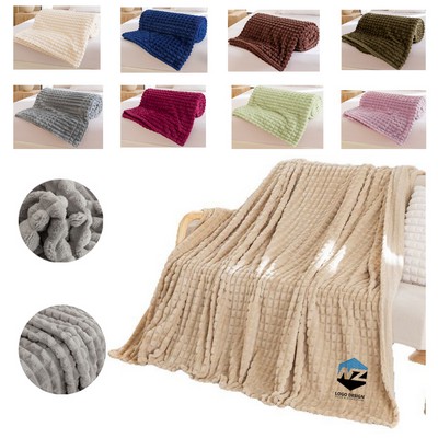 Super Soft and Warm 3D Checkered Fluffy Fuzzy Fleece Blanket