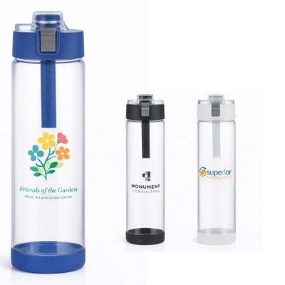 22 oz Single Wall Glass Bottle with Locking Lid & Silicone Sleeve